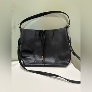LAUREN Ralph Lauren Black Pebbled Leather Shoulder Tote Bag